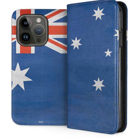 Australia Flag Distressed iPhone 15 Pro Folio Case